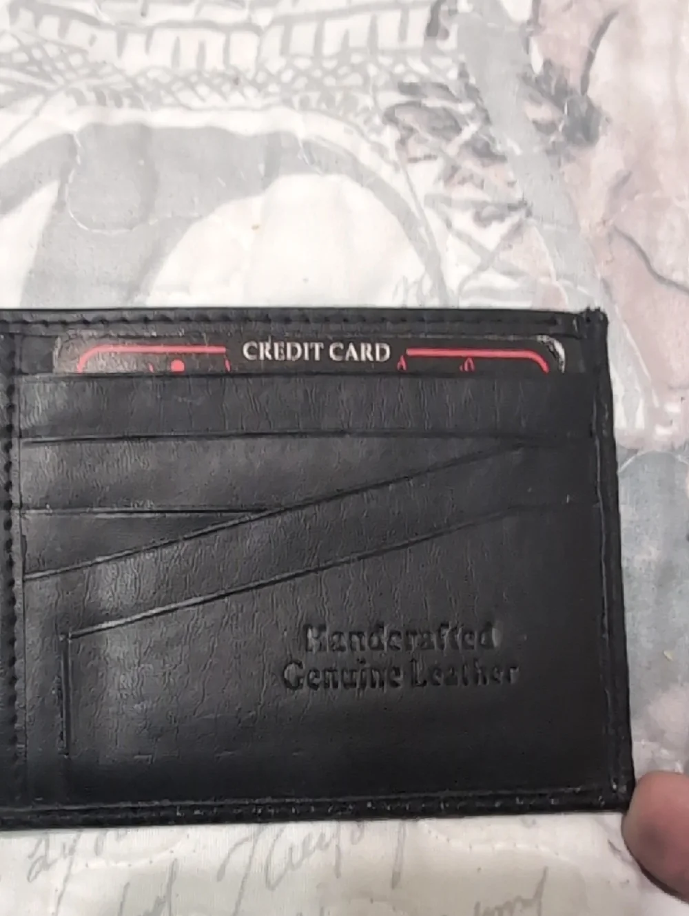 Men's Embossed Black Leather Card & Key Holder
